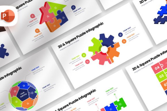 3D Square Puzzle Infographic Template: Simplify Complex Business Stories with Visual Impact