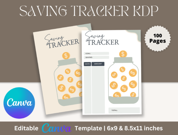Editable Canva Saving Tracker for KDP
