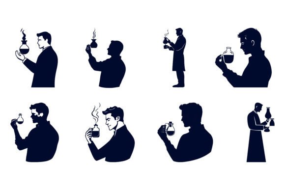 Scientist Working in Lab Illustration