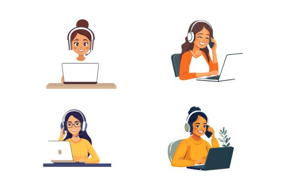 Working at Home Vector Flat Style